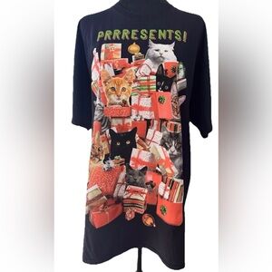 Dec 25th‎ unisex cats with Prrrresents t shirt size XL all cotton holiday EUC